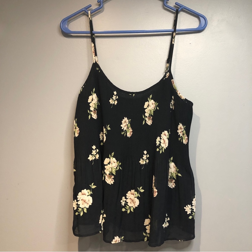 Abercrombie & Fitch Bohemian Floral Babydoll Accordion Pleated Flowy Tank Top - Picture 1 of 16